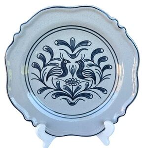 Vintage Rolf Tiemroth Norway Blue Birds Hand Painted Dinner Plate Set Signed 10”